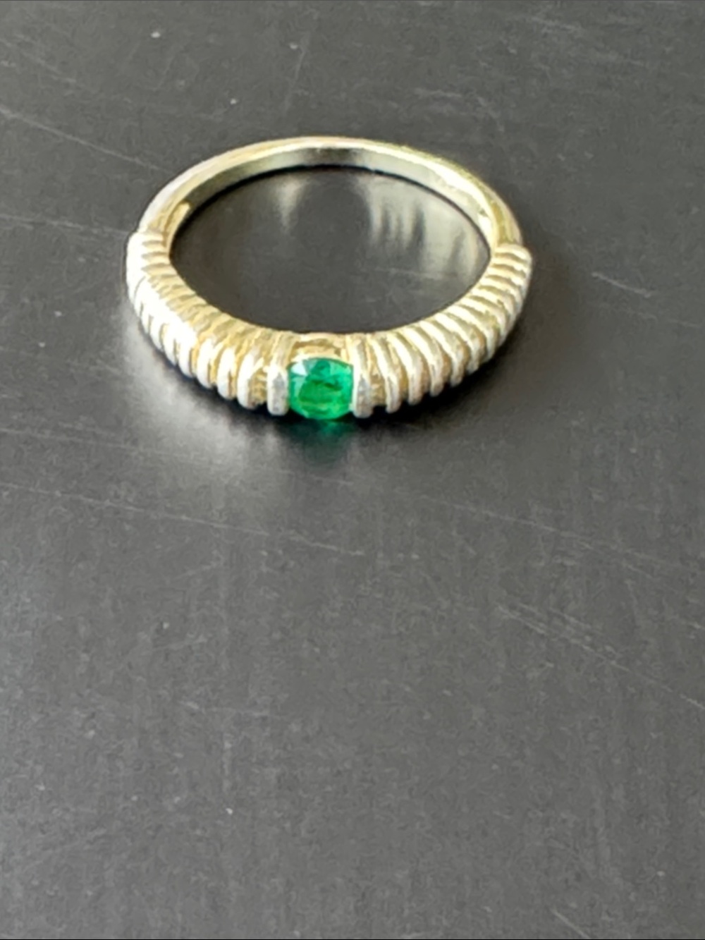 Gold plated Ring with Green Gemstone
